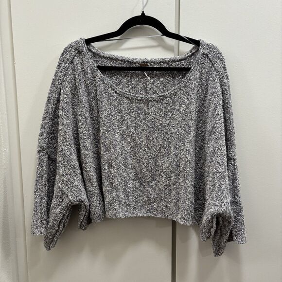 Free People Sweaters - Free People Sz Medium Good Day Cropped Pullover Oversized Sweater Gray